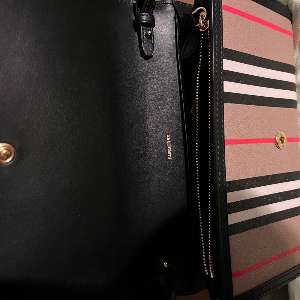 Burberry Crossbody Bag in Tan, Black, and Red Stripes like new - Picture 5 of 6